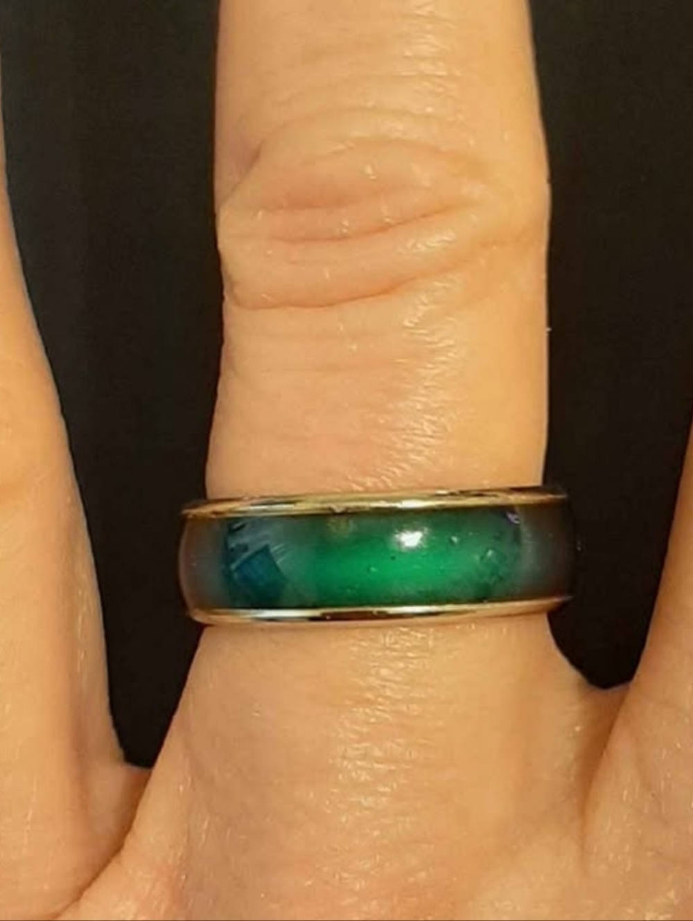 Vintage Mood Ring Silver Tone Size 6